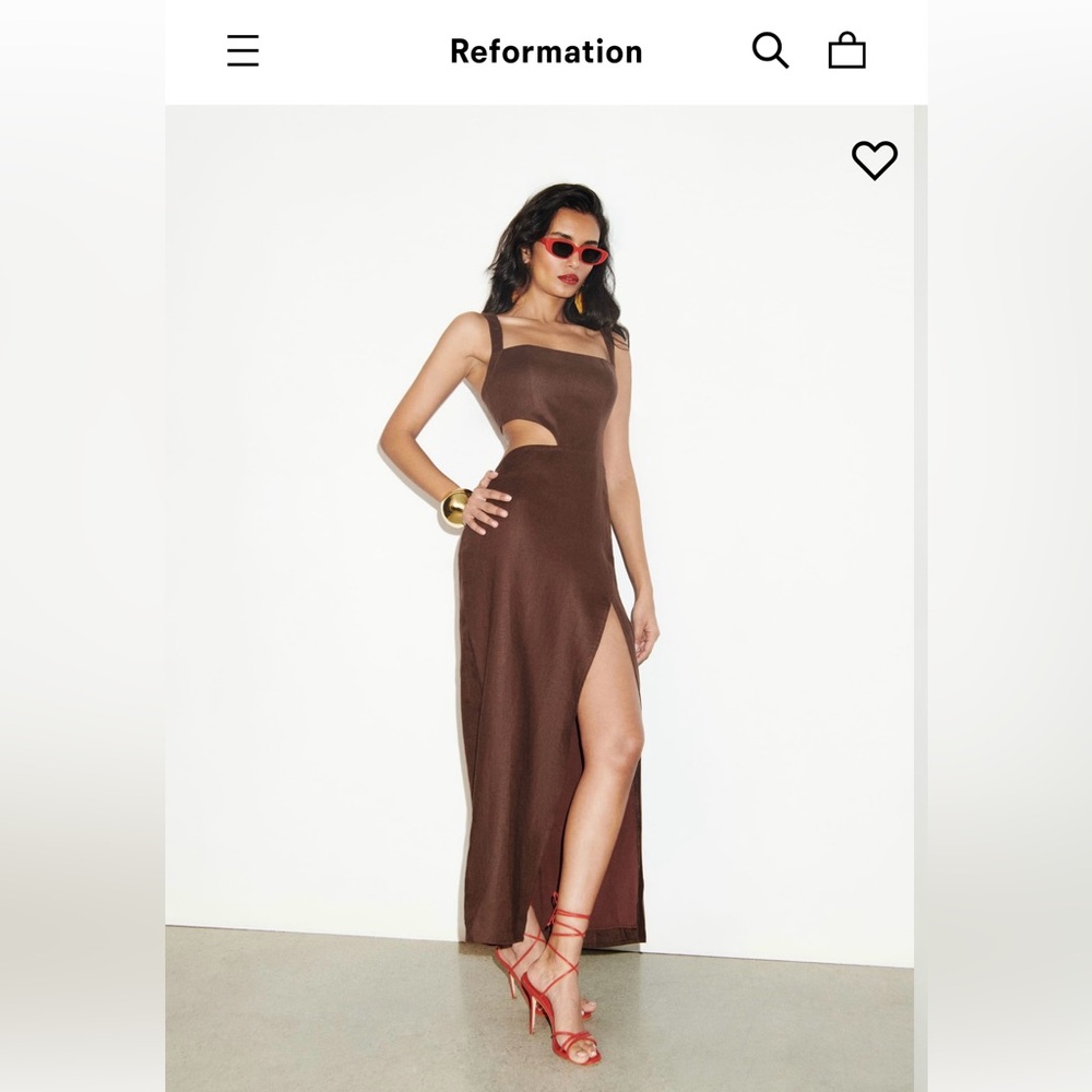 Reformation - Brown Satori Linen Dress 
Size 2
Worn once!